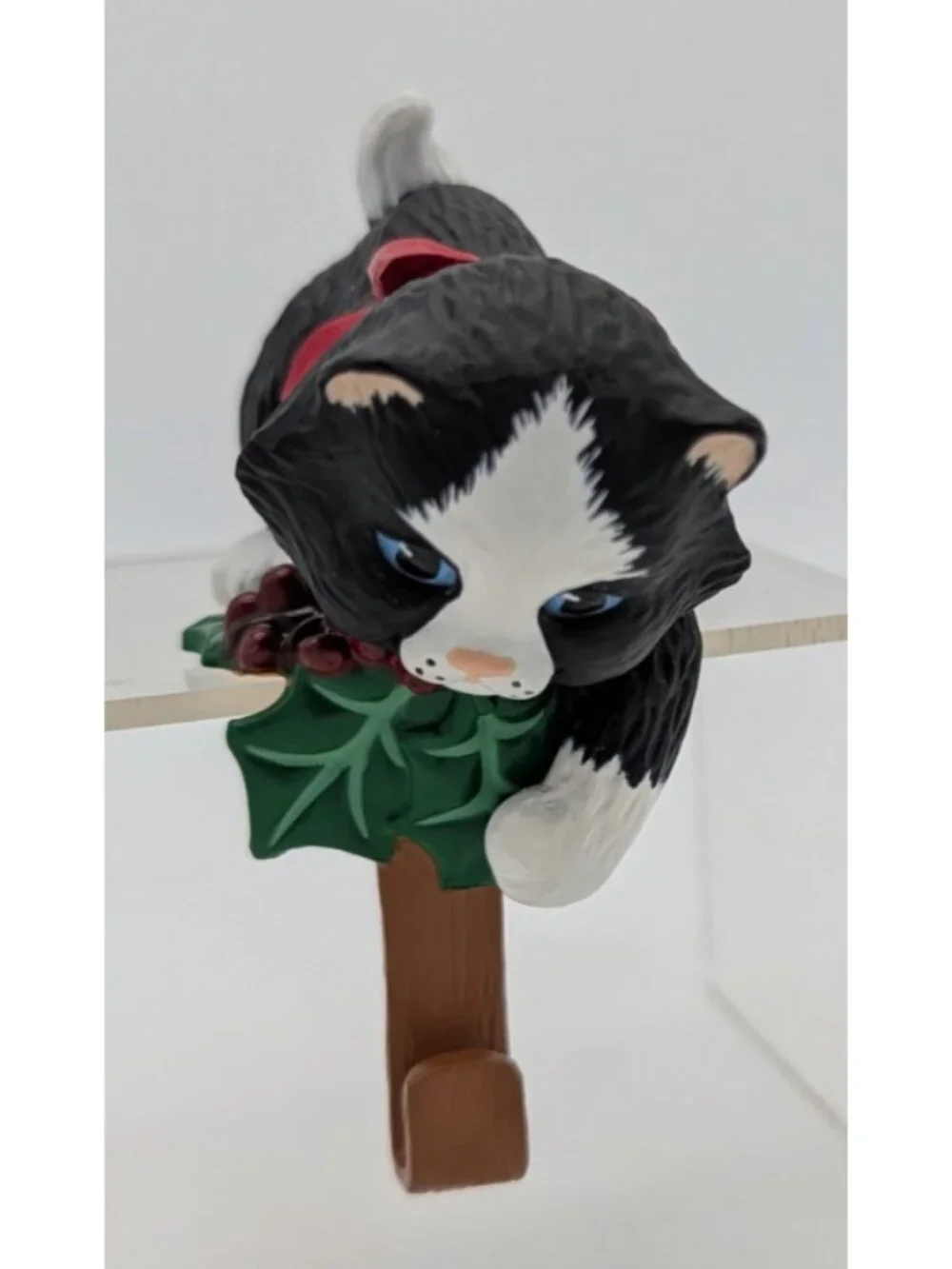 Hallmark Ornament 1988 Kitty Cat Stocking Hanger VINTAGE Black Cat Christmas
